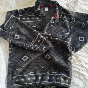 PRICE FIRM-easy repair-not ripped-Patagonia Men's Gray Geometric Synchilla